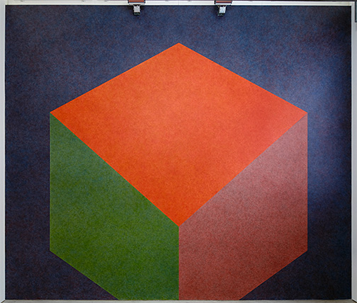 Andreas Christen / zusätzliche Werke in der Ausstellung: Sol LeWitt Tilted Form with color ink washes superimposed  1987  Wall Drawing #524 water based acrylic Drawn by Nicolai Angelov, 2013