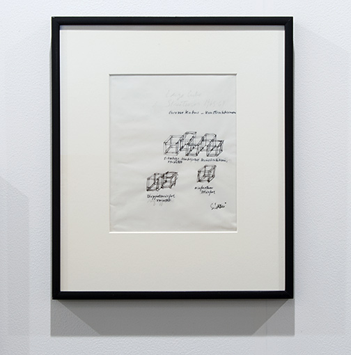 Sol LeWitt / Sol LeWitt Untitled ( Large Cube Structures)  1965–1969 26,4 x 22,9 cm 10,375 x 9 inch pencil and ink on vellum working drawing