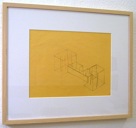 Fred Sandback / Untitled  2000 21.6 x 27.9 cm / 8.5 x 11 ″ pastel pencil and pencil on yellow paper FLS0182