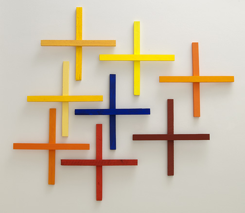 Joseph Egan / in addition Nr. 3  2011  in 8 parts dimensions variable each part: 60 x 60 x 5 cm various paints on wood