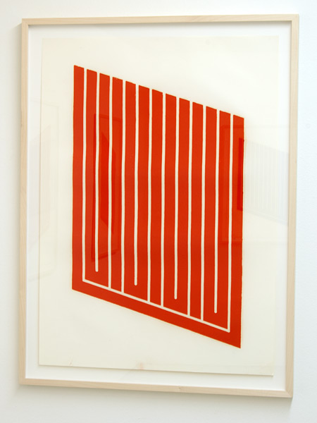 Donald Judd / Donald Judd Untitled (8-R)  1961-69 woodcut in cadmium red on cartridge paper 77.5 x 55.9 cm