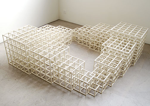 Sol LeWitt / 1, 2, 3, 4, 5  (Square)  1986 wood, painted white 48.5 x 164.5 x 164.5 cm   Private collection not for sale