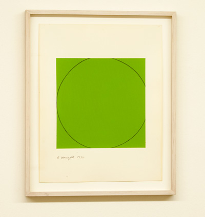 Robert Mangold / Robert Mangold Distorted circle within a green square  1972  35.6 x 28 cm   acrylic on paper
