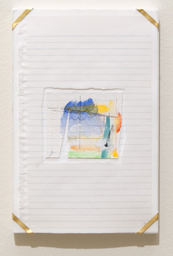 Richard Tuttle / Indianapolis, 13  1994  25.4 x 16.8 x 1.9 cm archival paper, colored pencil, gouache, notebook paper, pencil, watercolor paper and artist’s frame with gold hardware