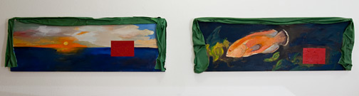 Ree Morton / Ree Morton Regional Piece  1975-76 two parts, each: 42 x 127 cm Oil and celastic on wood panel