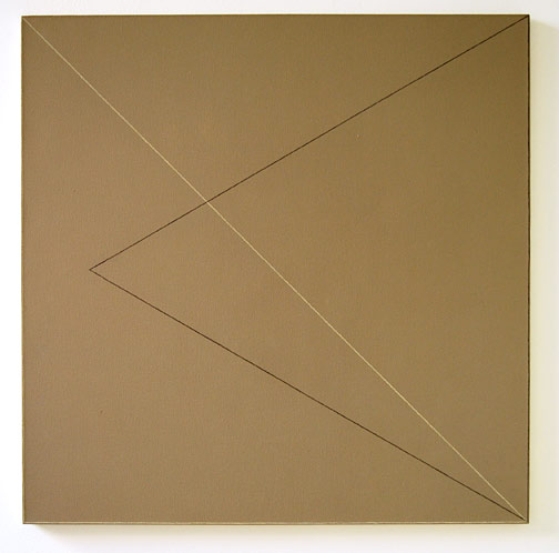Robert Mangold / Two Triangles Within a Square #3  1975  122 x 122 cm  /  48 x 48 " acrylic, graphite and wax crayon on canvas