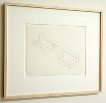Fred Sandback / Untitled (Study for Annemarie Verna Gallery, Zürich) 1990 21.6 x 27.9 cm  /  8.5 x 11 " Pastel pencil and pencil on vellum FLS 0207