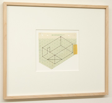 Fred Sandback / Untitled (Study for Rindge Studio) 1980 13 x 15.5 cm  /  9.5 x 10.25 " Felt tip pen on printed isometric paper FLS 0891