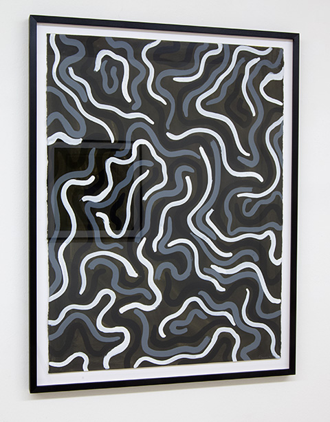 Sol LeWitt / Squiggly Brushstrokes  1997  76.2 x 57.2 cm   gouache on paper / black and white